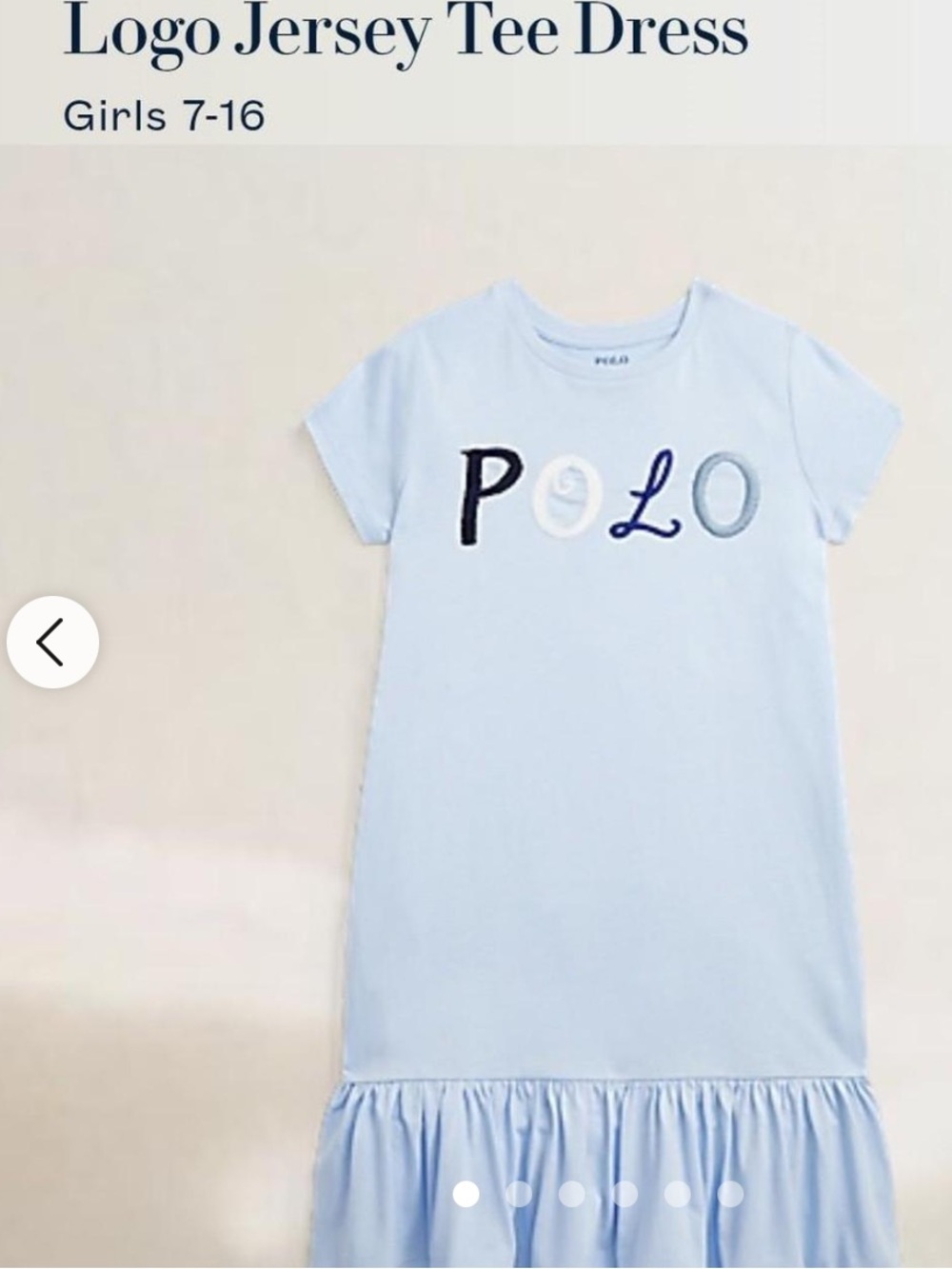 Polo by Ralph Lauren Light Blue Logo Jersey Tee Dress with Ruffle Hem